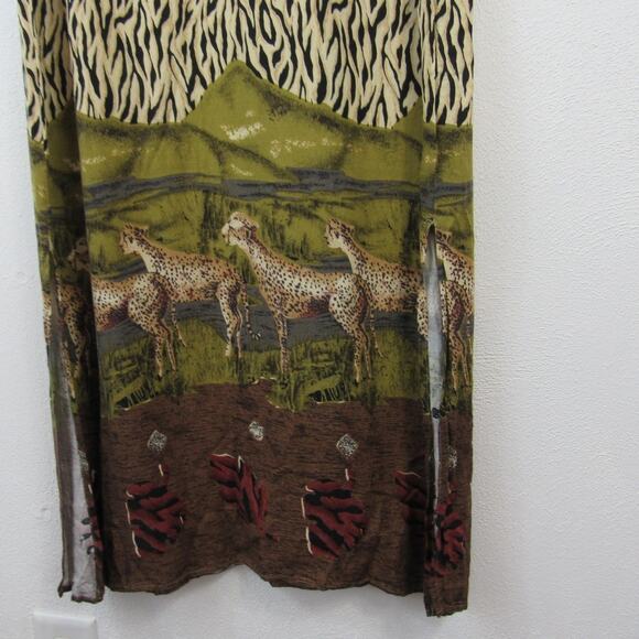 Forever, Caroline Size 12 Vintage Safari Tank Maxi Dress Animal Print Necklace - Picture 2 of 6